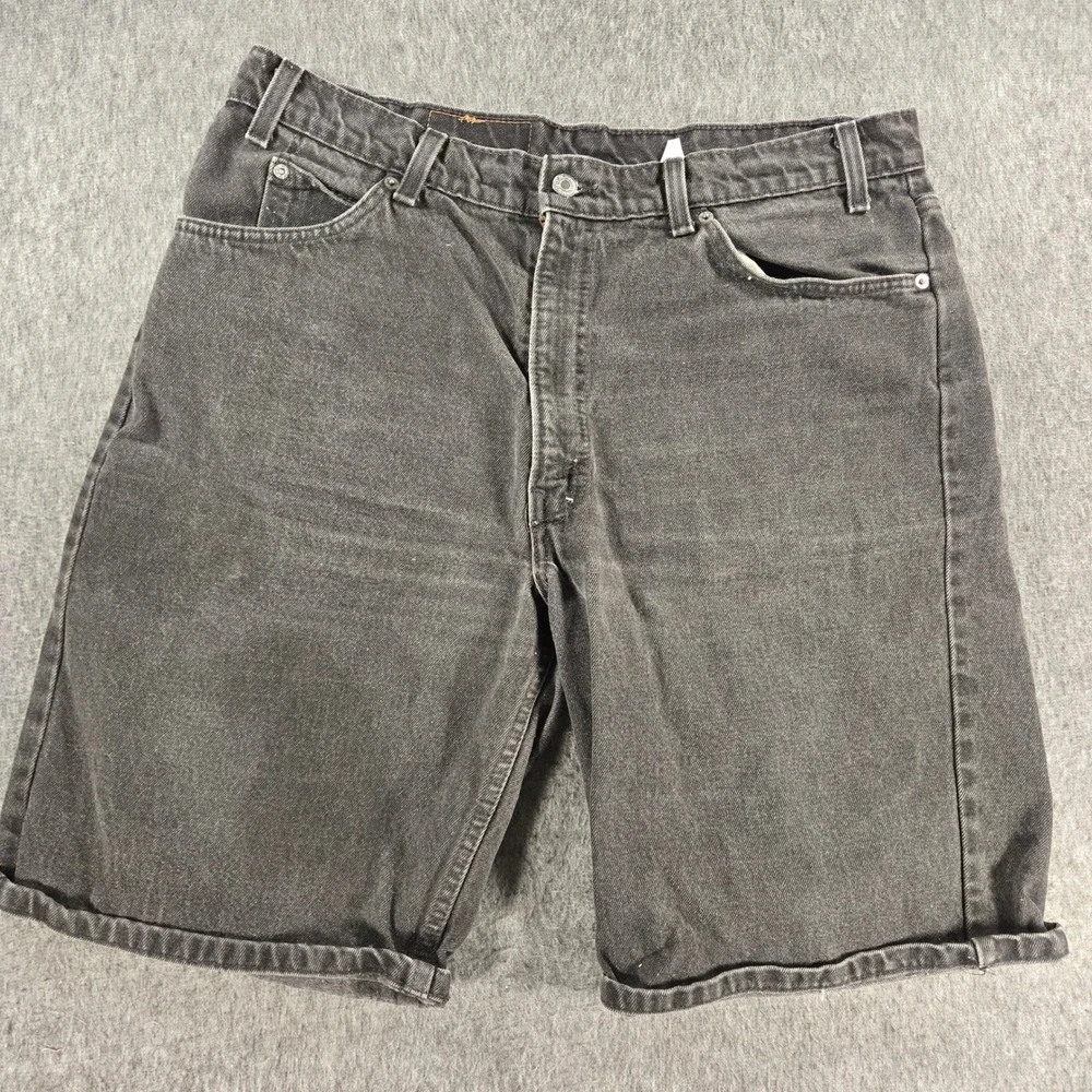 Vintage Levi's 550 Relaxed Fit Denim Shorts Mens 38 Black Orange Tab USA Made